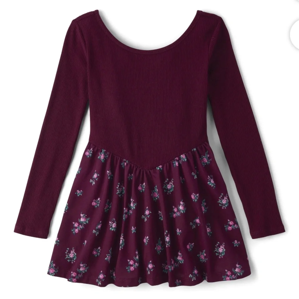 The Children’s Place Girls Maroon Floral Dress Size Large (10-12) NWT
